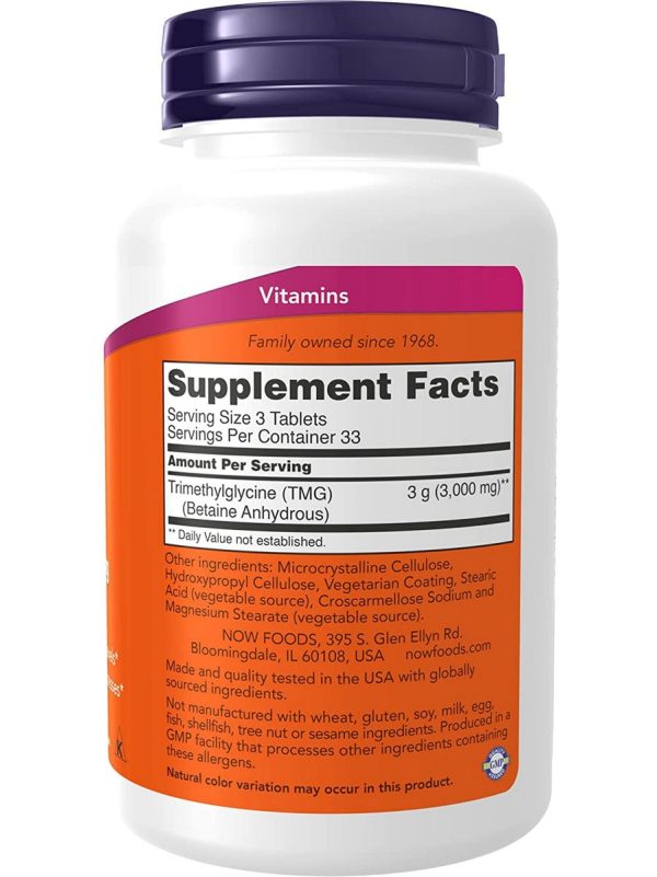 NOW Foods, TMG Betaine 1,000 mg, 100 tablets For Cheap