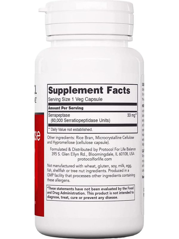 Protocol For Life Balance, Serrapeptase, 60,000 Units, 60 Veg Capsules For Discount