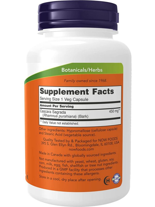 NOW Foods, Cascara Sagrada 450 mg, 250 veg capsules on Sale