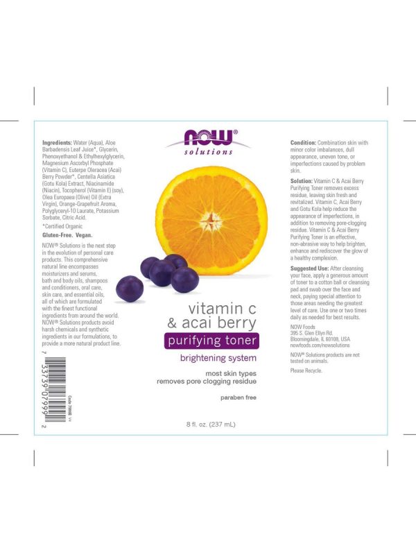 NOW Foods, Vitamin C & Acai Berry Purifying Toner, 8 fl oz Sale