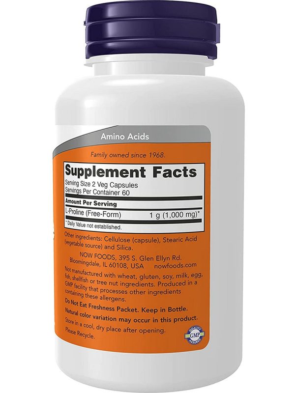 NOW Foods, L-Proline 500 mg, 120 veg capsules Online