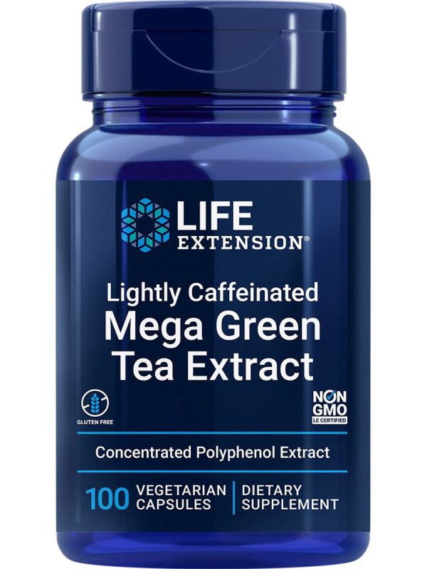 Life Extension, Lightly Caffeinated Mega Green Tea Extract, 100 vegetarian capsules Supply