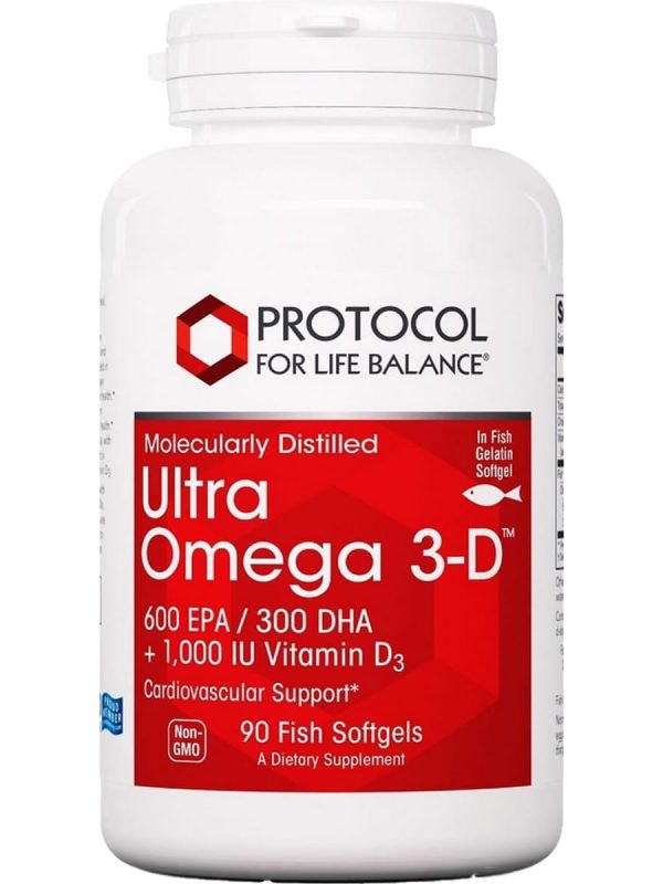 Protocol For Life Balance, Molecularly Distilled, Ultra Omega 3-D, 600 EPA 300 DHA, 90 Fish Softgels Sale